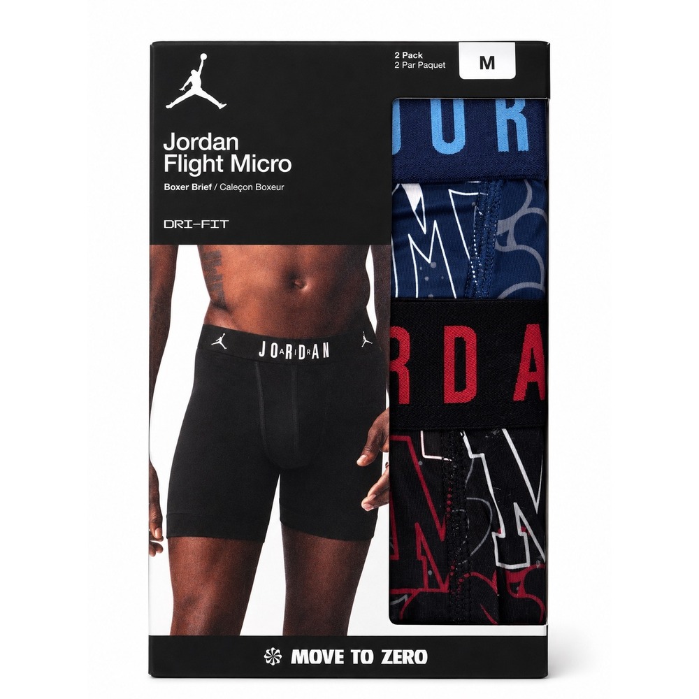 Nike Jordan Flight Micro Boxer Briefs 2 Pack Midnight Navy Dri-FIT Mens Medium